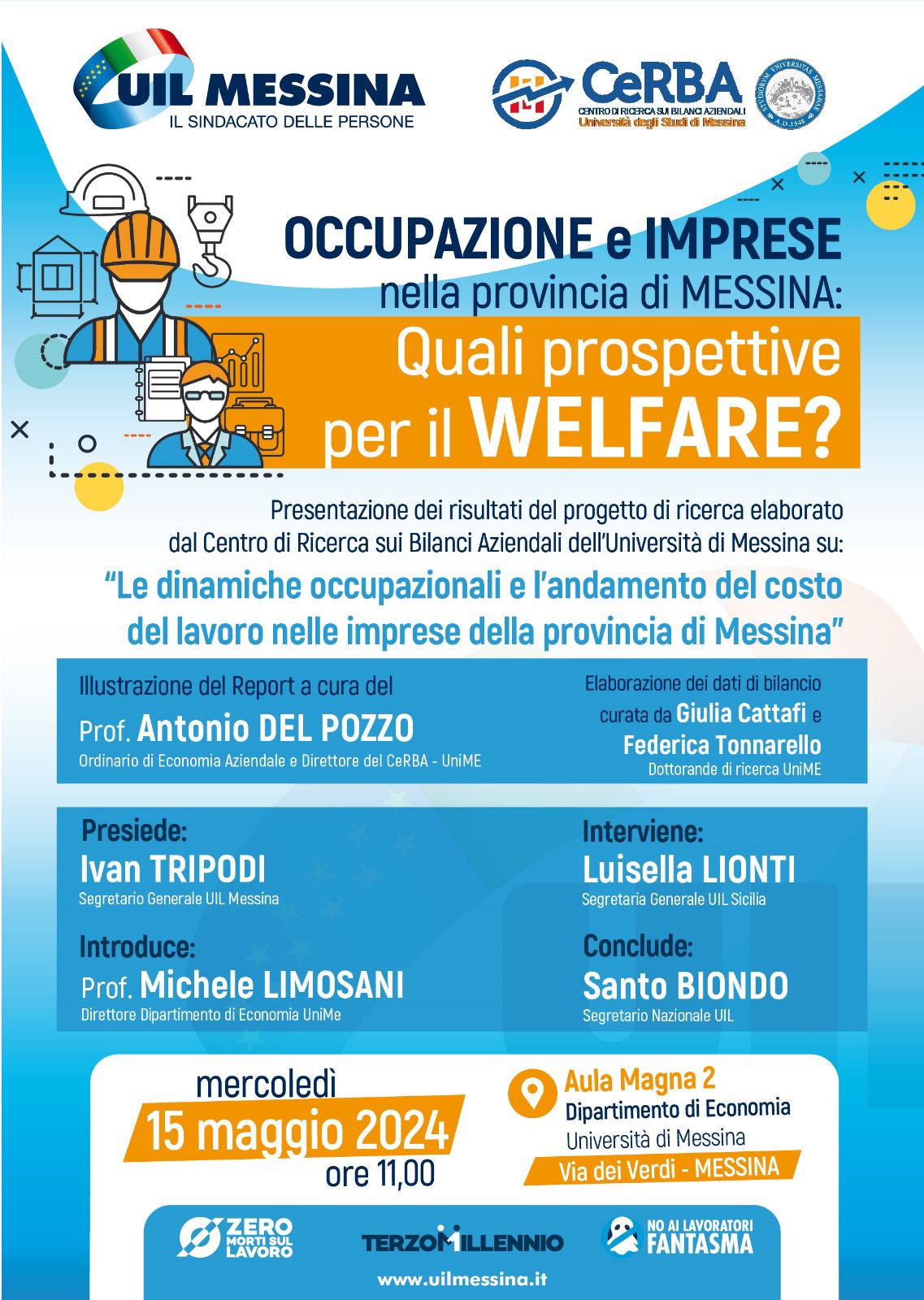 MERCOLEDI’ 15 MAGGIO ORE 11, PRESENTAZIONE DEL PROGETTO DI RICERCA UNIME-UIL MESSINA